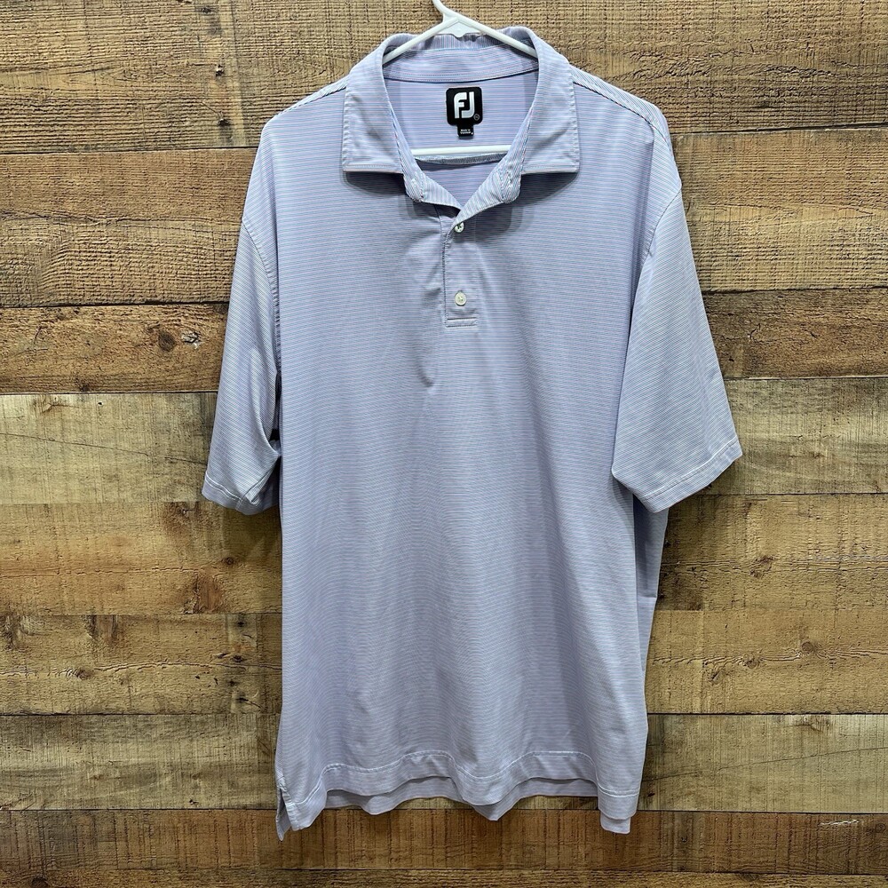 Footjoy FJ Men’s Golf Shirt Polo Blue/Pink Stripes Size 2XL